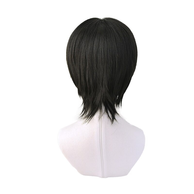 COSER KING Anime Demon Slayer Kimetsu no Yaiba Kibutsuji Muzan Cosplay Black Wig Short Curly Cosplay Wigs Heat Resistant Synthetic Hair Halloween