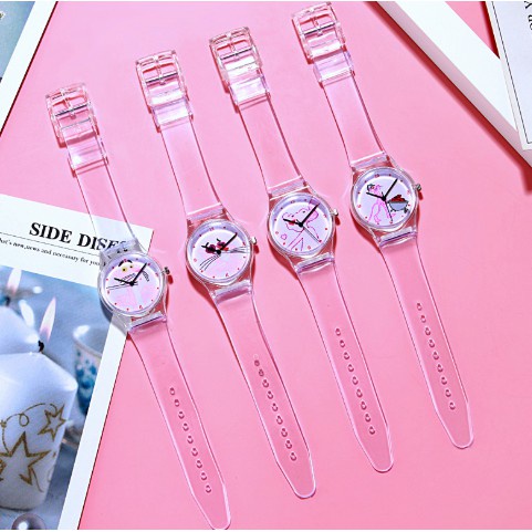 Đồng Hồ Nữ Dây Trong Suốt Mặt Chú Báo Dễ Thương D348 Thời Trang Siêu Đẹp - Hazo