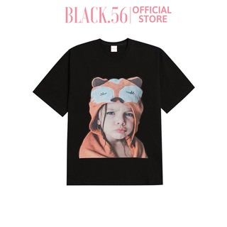 Áo thun nữ ADLV-RACCOON , áo thun form rộng tay lỡ oversize cotton 100% cá tính ,BLACK56 M14