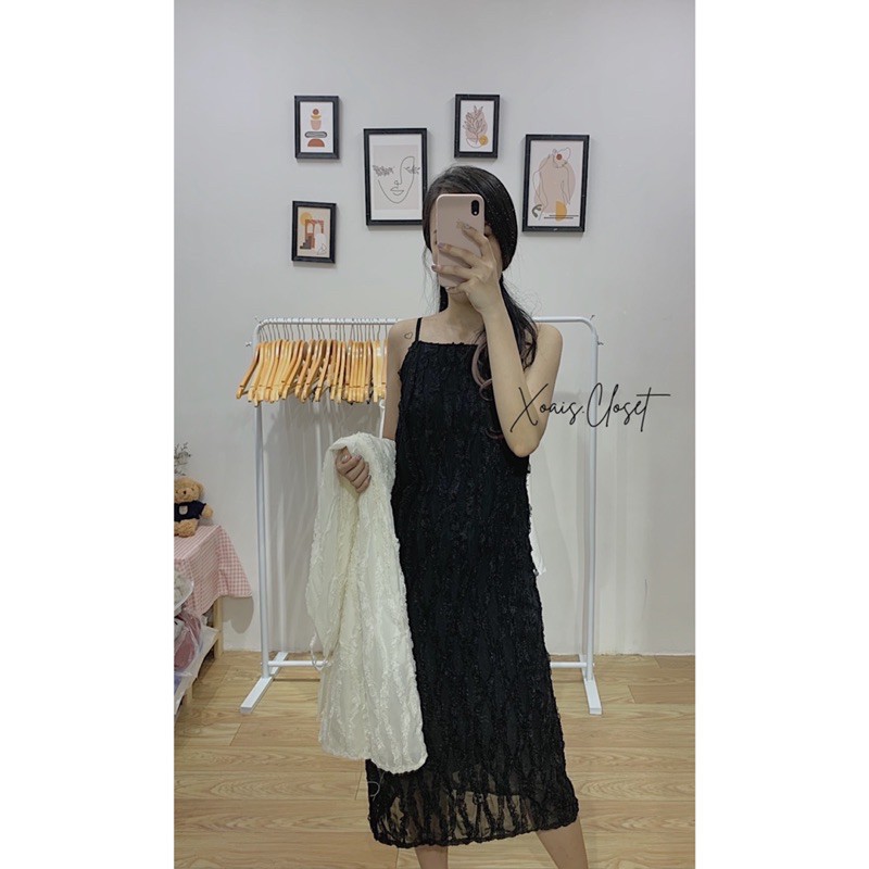 Váy hai dây dáng xuông phong cách Hàn Quốc