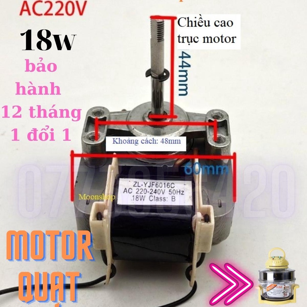 Mô tơ quạt lò nướng thủy tinh, nồi chiên không dầu  Gali công suất 18w dây đồng, bảo hành 12 tháng 1 đổi 1 hàng mới 100%