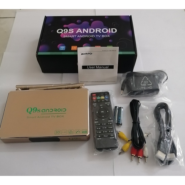 Android TV Box Q9S kết nối chuẩn cho tv đời cũ Q9s KÈM KHIỂN GIỌNG NÓI CHUỘT BAY G10S