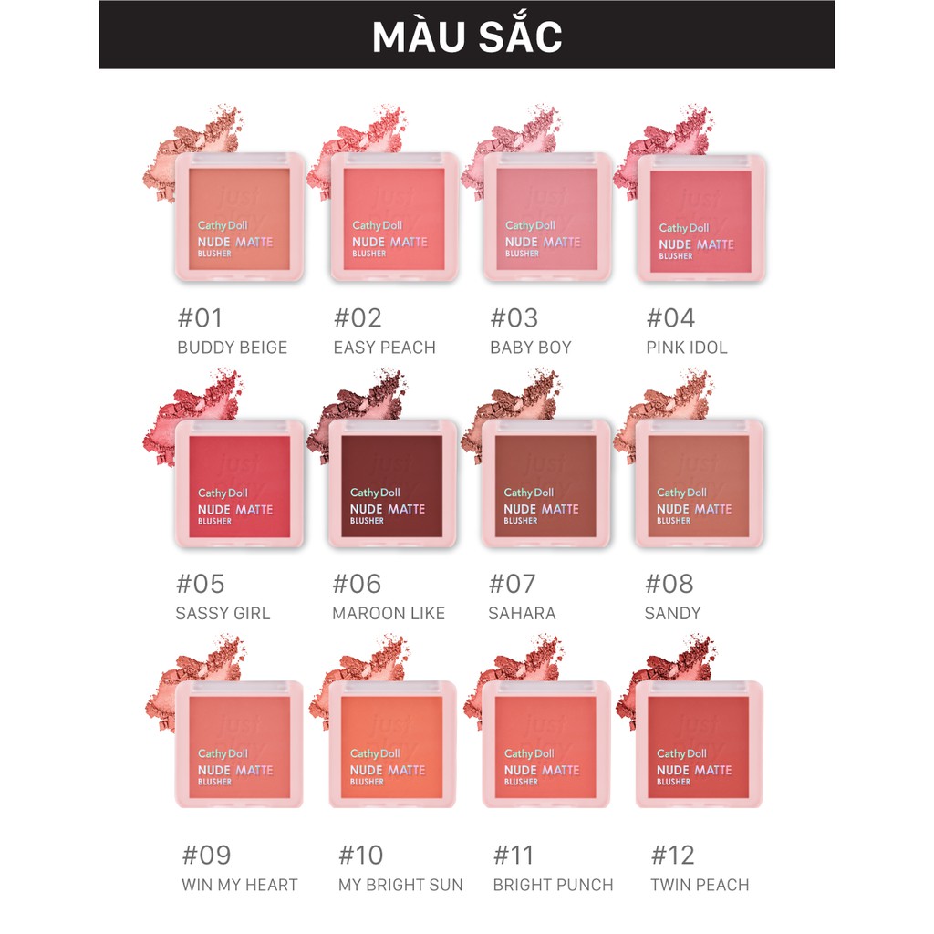 Phấn má hồng Cathy Doll Nude Matte Blusher 6g