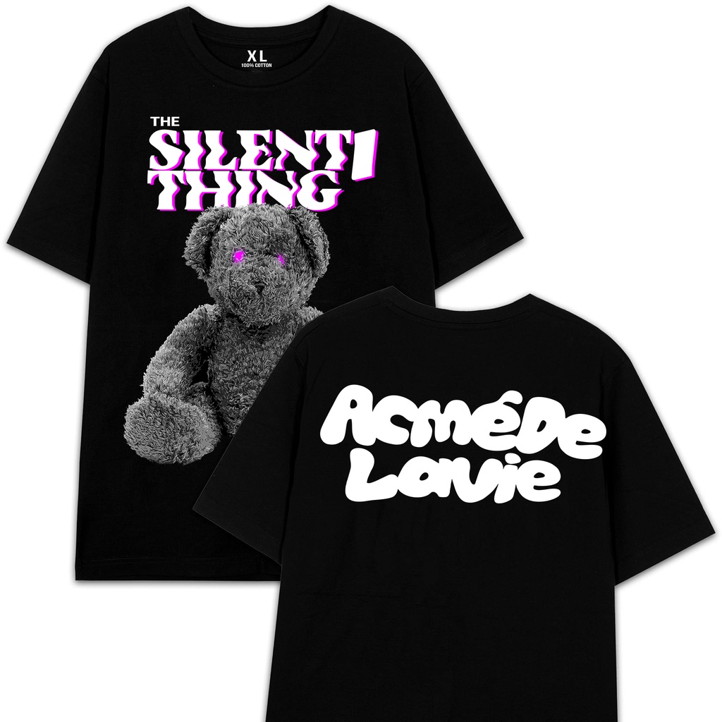 Áo thun Gấu mắt tím thun cotton 2 chiều co giãn 2 màu Đen và Trắng - unisex nam nữ