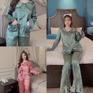 🔥kèmhìnhthật🔥bộ pijama gấm ❤ tiểu thư hàng cao cấp chuẩn mịn đẹp