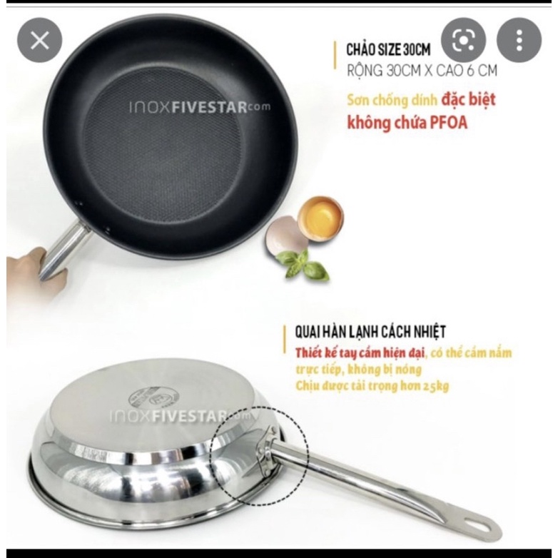 BẢO HÀNH 5 NĂm_chảo từ chống dính FIVE STAR hàng 3 đáy chuẩn công ty
