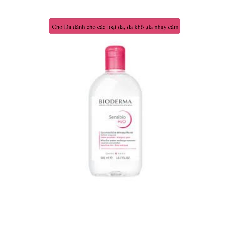 Nước tẩy trang bioderma 500ml tẩy trang da nhạy cảm xanh hồng Sensibio H20 500ml | BigBuy360 - bigbuy360.vn