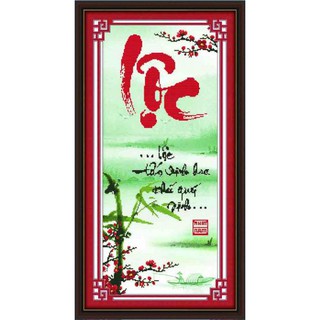 Tranh Thêu Chữ Thập 3D Lộc Tấn Vinh Hoa Phú Quý Sinh N2271 (KHÁCH TỰ THÊU) KT:39X77CM