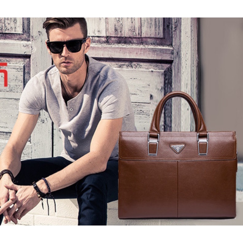 Cặp Da Thật Cao Cấp】 - Da Thật Siêu Bền SAPOLNEY Nhiều Ngăn Đựng Tài Liệu