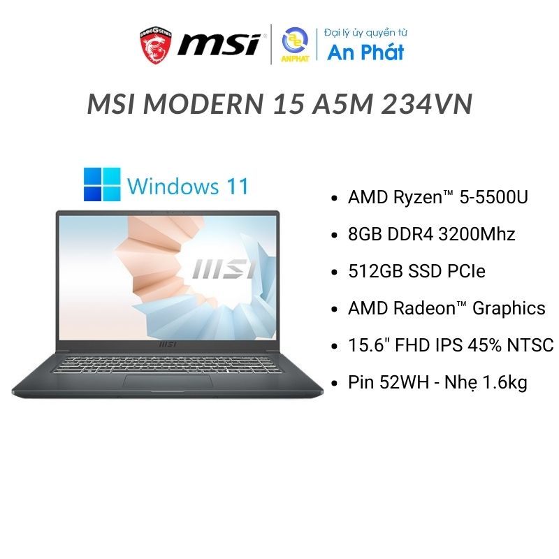 Laptop MSI Modern 15 A5M 234VN 