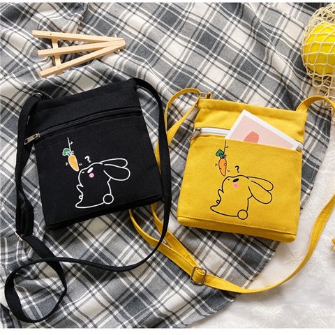 Túi Đeo Vai Đựng Điện Thoại Bằng Vải Canvas Phong Cách Hàn Quốc Dễ Thương Dành Cho Nữ