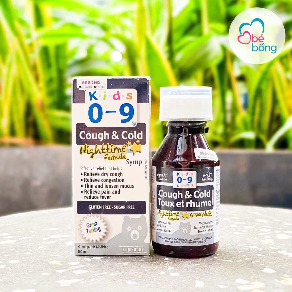 Siro Cough &amp; Cold Homeocan Canada đêm (trẻ từ 0 - 9 tuổi)