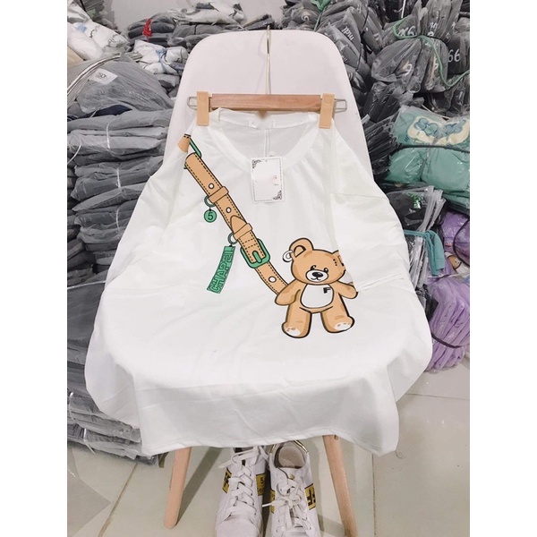 Áo thun tay lỡ túi gấu chữ F TC12