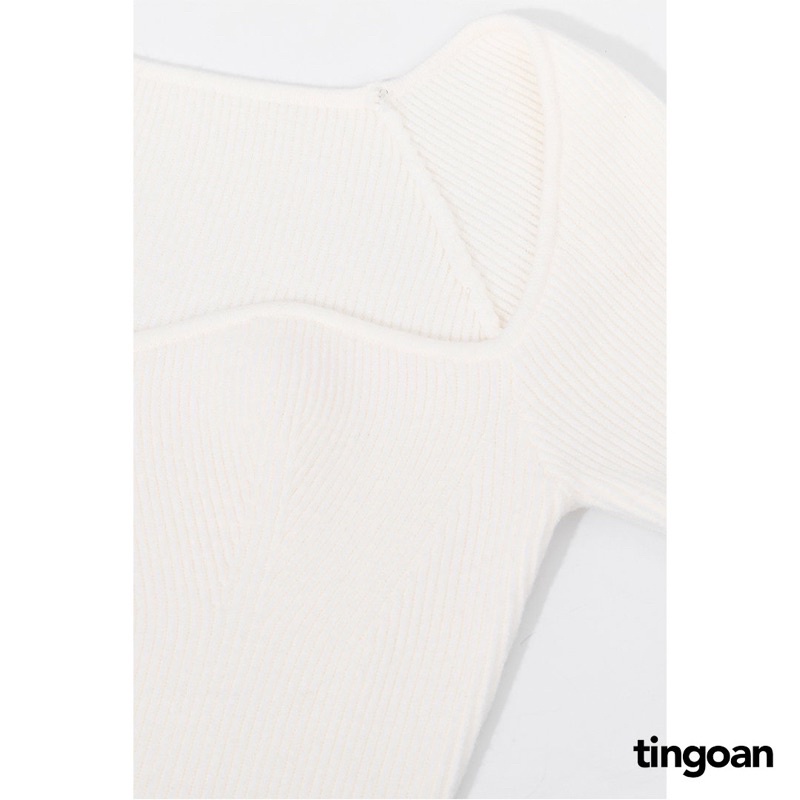 TINGOAN® - Áo len xù dài tay viền lượn cổ trắng TIFFANY TOP/WH phiên bản mới nhất tháng 9 năm 2023