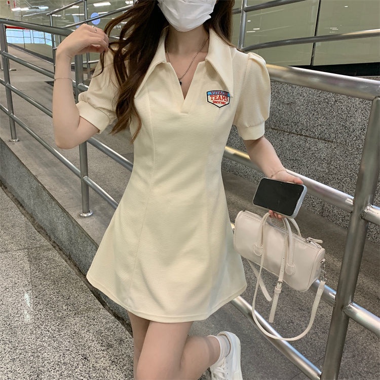 Đầm IELGY tay ngắn cổ polo dáng ôm thiết kế đáng yêu cho nữ