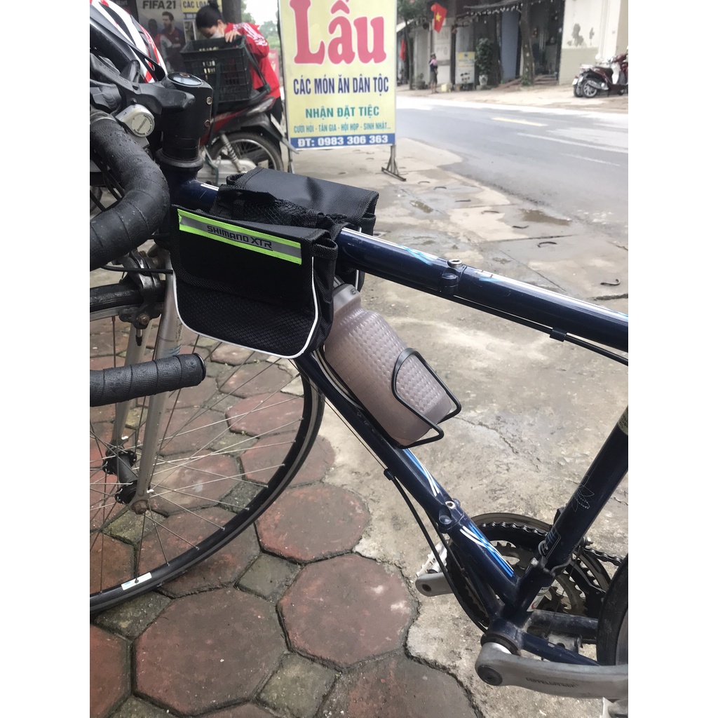 Túi treo xe đạp SHIMANO, túi đựng đồ đeo sườn xe đạp thể thao 2 ngăn, nhỏ gọn-GIANG SƠN BIKE