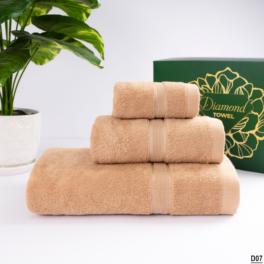 Khăn tắm gội mặt cao cấp Diamond với sợi bông cotton siêu dày thấm hút tốt, không đổ lông, không ra màu