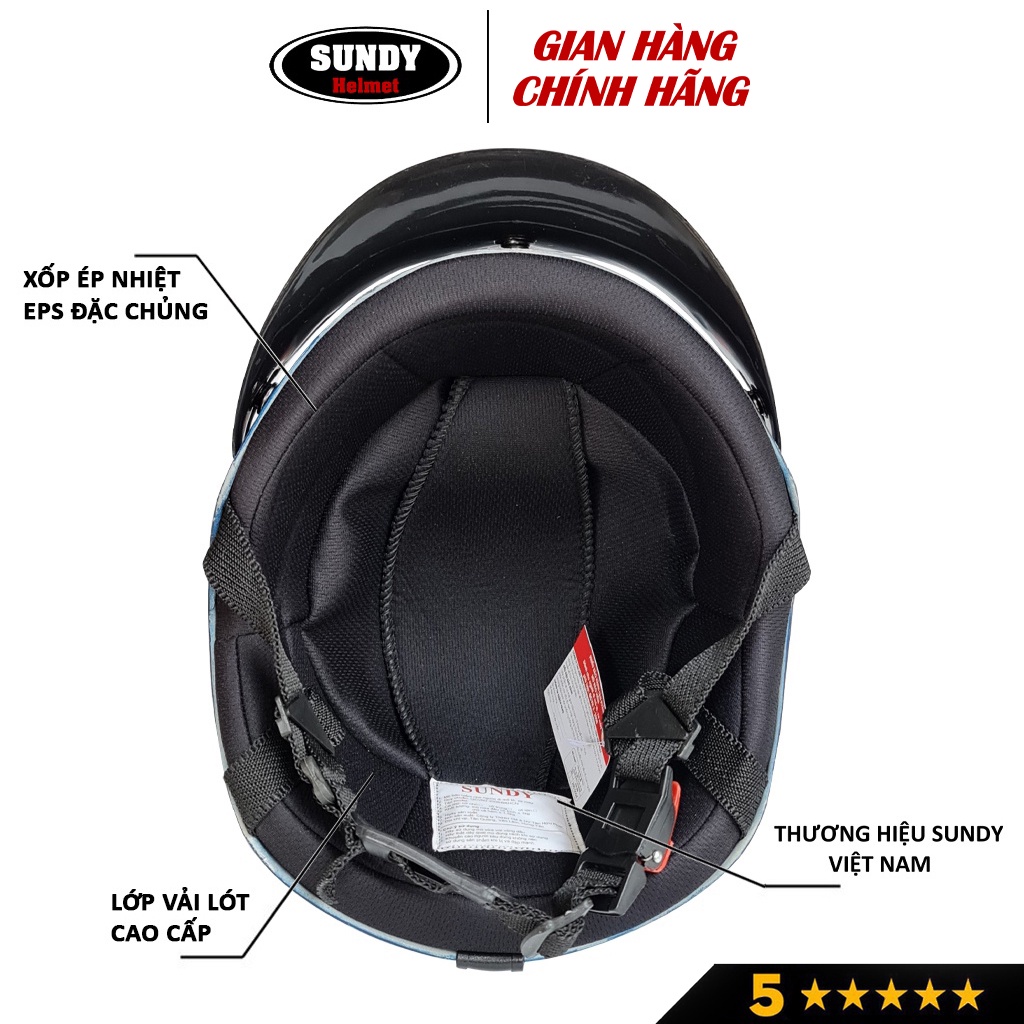 Mũ bảo hiểm nửa đầu SUNDY HP-01 tem racing thể thao, nhiều màu cá tính, Freesize (vòng đầu 55-59cm)