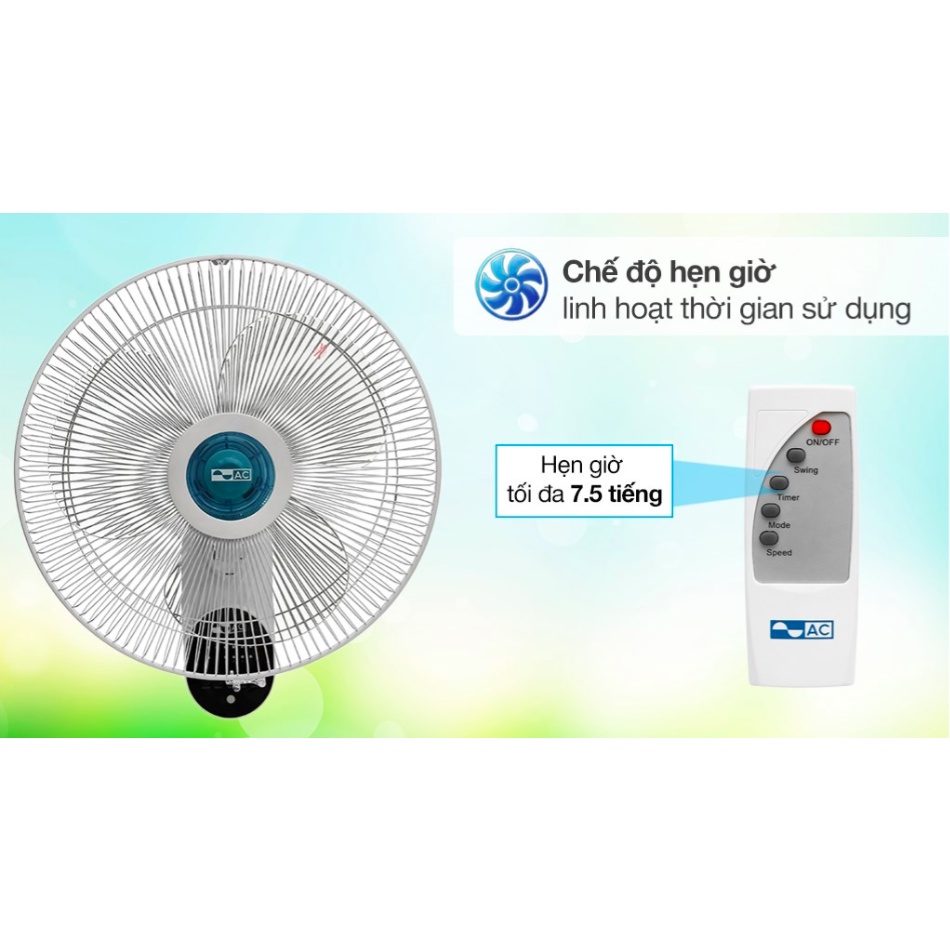 Quạt treo tường AC AWF02A163, Có Hẹn Giờ 7.5h, Remote, Bảo Hành Tận Nhà 24 Tháng