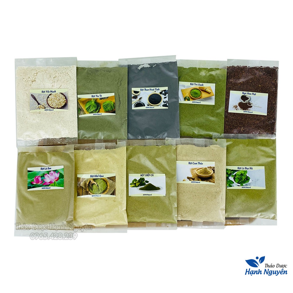 Combo 10 loại bột cho da mun nguyên chất (Dưỡng da, ngăn ngừa mun, cấp ẩm, chống lão hóa) - Thảo Dược Hạnh Nguyên