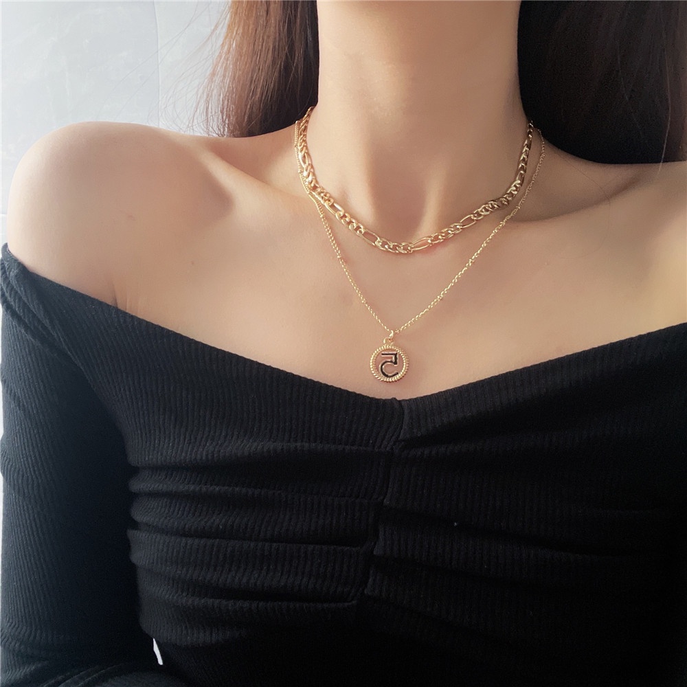 Vòng cổ Hai Lớp Dày Mặt Số 5 May Mắn Thời Trang Hàn Quốc