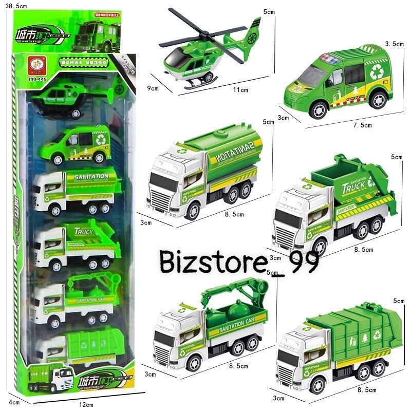 Đồ chơi bộ hộp sét 6 món ô tô máy bay chạy cót xin xò cho bé