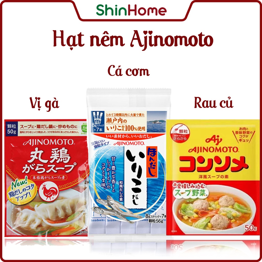 Hạt nêm ăn dặm Ajinomoto (nhiều vị) cho bé trên 8 tháng