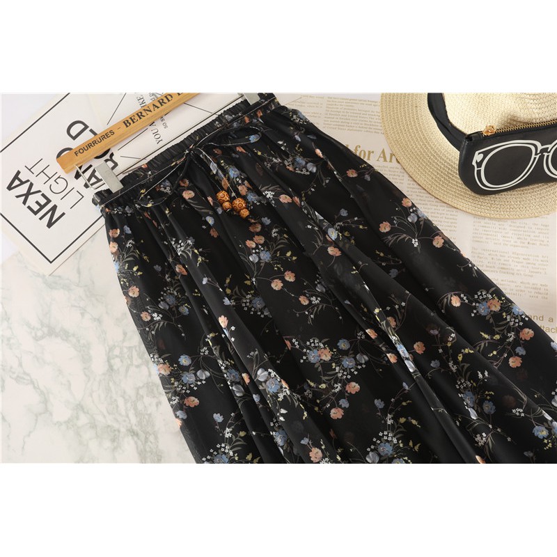 Chân Váy Dài Dáng Xòe In Hoa VD01 - Trắng | BigBuy360 - bigbuy360.vn