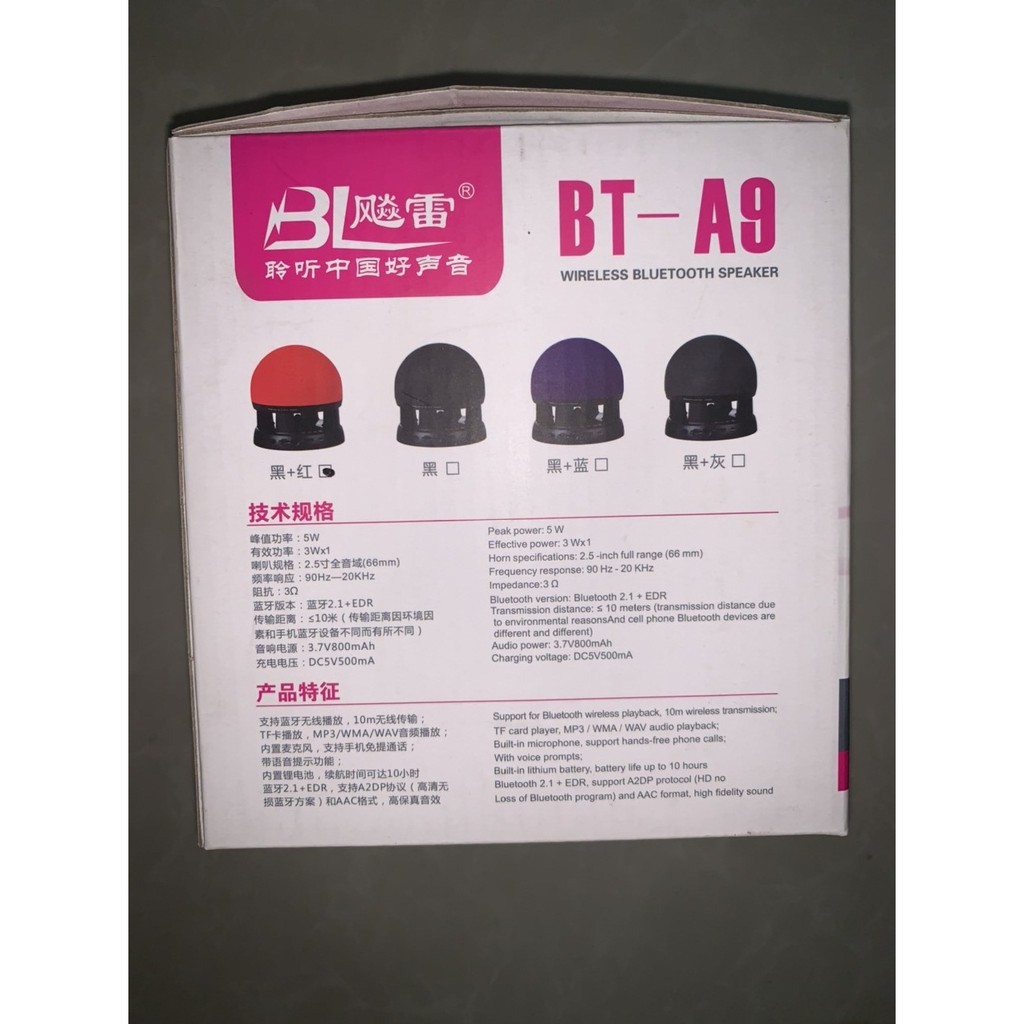 LOA BL A9 (BLUETOOTH), LOA BLUETOOTH THẺ NHỚ BL A9