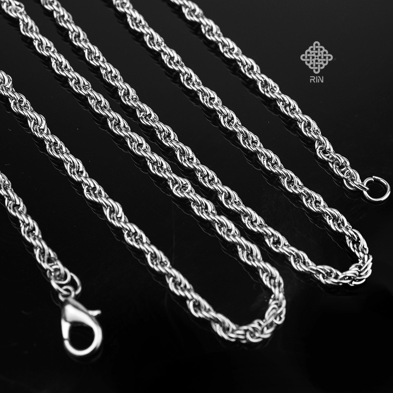 Dây chuyền xoắn không gỉ unisex, Vòng cổ nam nữ titan nguyên chất, trangsucmoiluatuoi.RIN