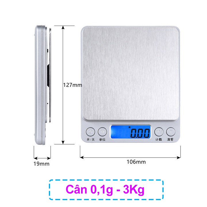 Cân Tiểu Li Điện Tử Mini Định Lượng Từ 1gram Đến 10kg, Cân Điện Tử Làm Bánh Cho Độ Chính Xác Cao + Tặng Kèm 2 Pin AA