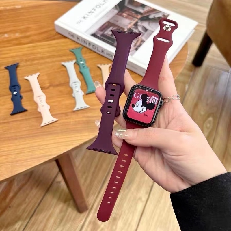 Dây Đeo Silicone Mỏng 45mm 41mm 44mm 40mm 38mm Cho iWatch 7 5 4 3 2 SE correa