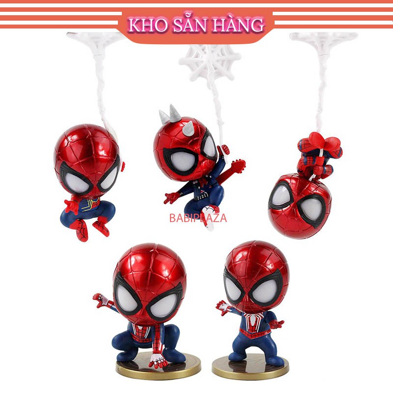 [SPIDER MAN] Bộ 5 mô hình người Nhện kiểu Chibi Cute - Infinity War AVENGER - Action Figure Spider - Man Peter
