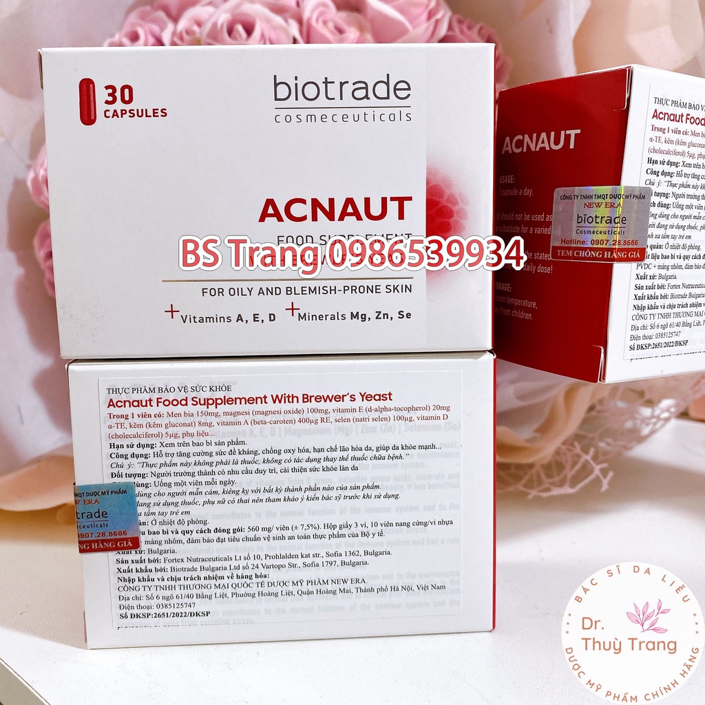 [NHẬP KHẨU] Biotrade Viên uống giảm mụn Acnaut Food Supplement 30 viên