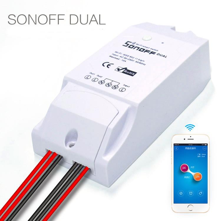 SONOFF DUAL, công tắc WIFI điều khiển 2 KÊNH, điều khiển từ xa thông minh