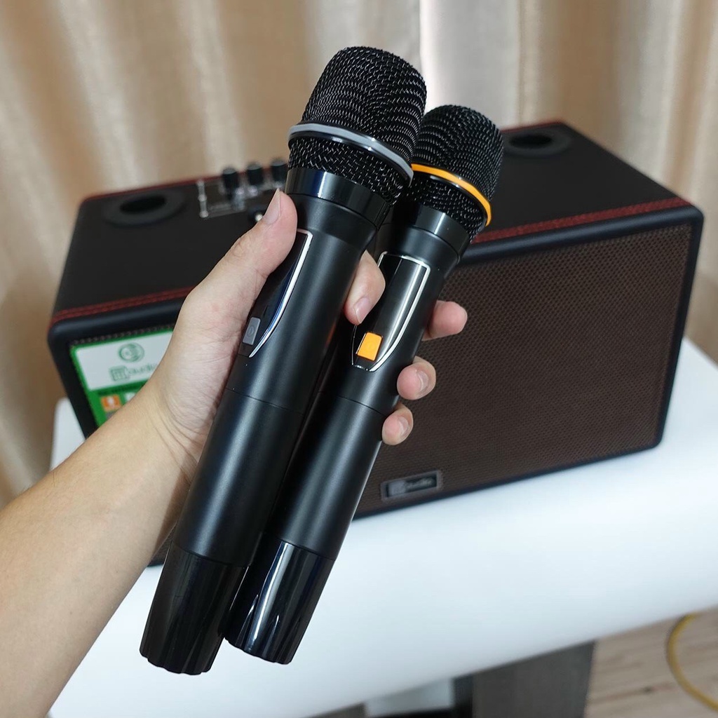 Loa Xách Tay Karaoke CMaudio CM 216 – Vỏ gỗ bọc da cao cấp, Kèm 2 Micro UHF thu âm cực đỉnh, Bass đôi 16cm