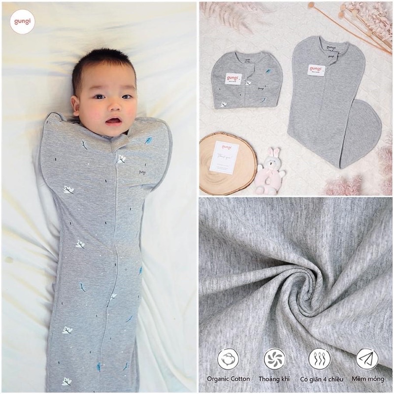 Gungi - Túi ngủ organic cotton giúp bé ngủ ngon không giật mình