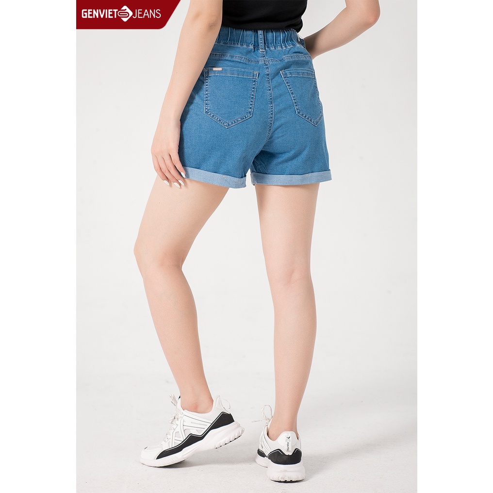 Quần Short Jeans Nữ Xắn Gấu DQ424J1569 GENVIET