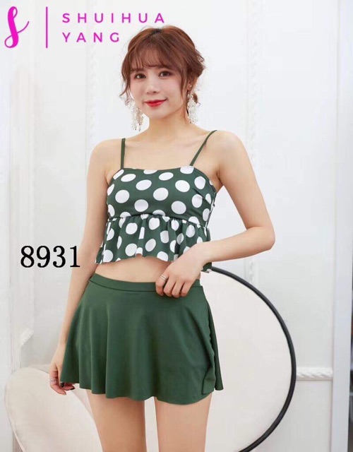 Bộ bikini đi biển quần váy kèm quần đùi trong | BigBuy360 - bigbuy360.vn