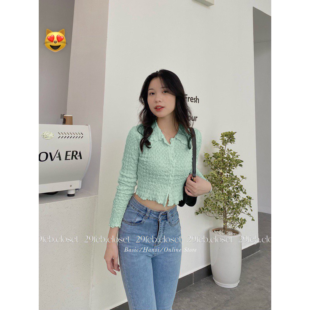 Áo xốp tay dài polo cài nút trơn cực hot cho mùa thu đông , chất thun xốp dày dặn
