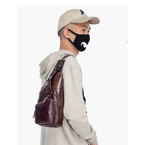 Túi đeo chéo nam da bò thật cao cấp mini phong cách thời trang trẻ dùng đi học đi chơi giá rẻ CS05