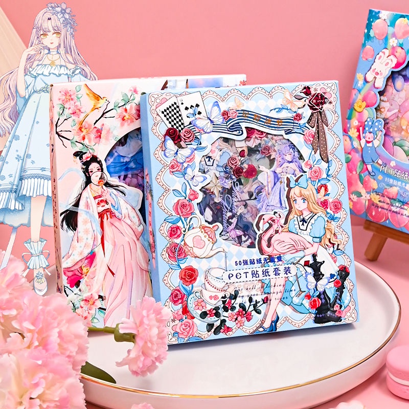 50 hình dán cute sticker dễ thương hình dán trong suốt hình dán công chúa sticker hộp sticker trong suốt sticker cute 50 tấm
