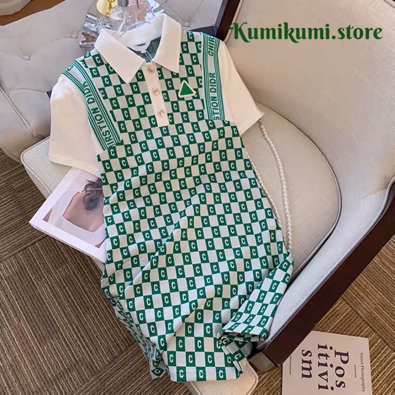 Váy Đầm Polo Basic Hoạ Tiết Tay Ngắn Mùa Hè Cực Xinh Hàng Cao Cấp