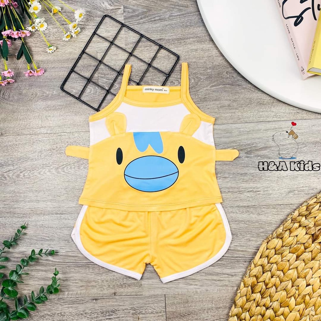[Bé 7-26kg] Bộ 2 dây thun lạnh mặt thú Minky Mom mềm mịn mát cho bé gái từ 7-26kg