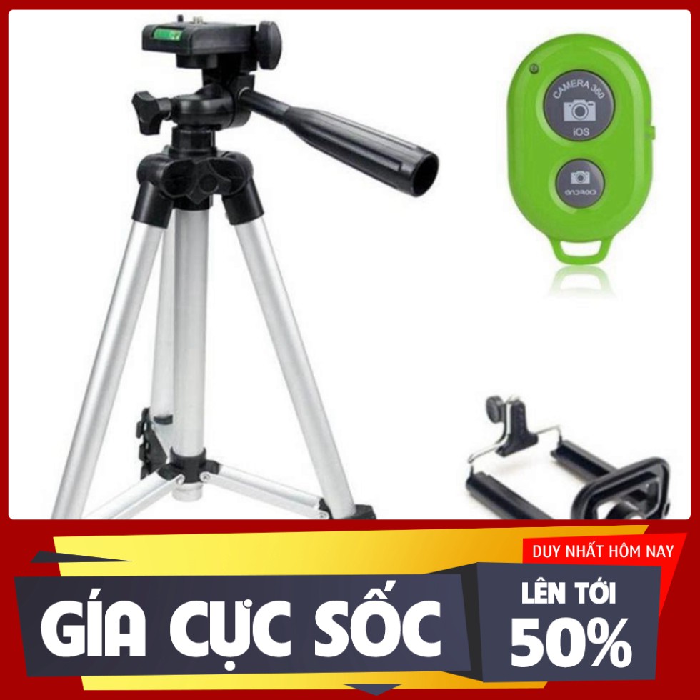 Bộ 1 Tripod  kèm 1 Giá đỡ điện thoại và 1 Remote | BigBuy360 - bigbuy360.vn