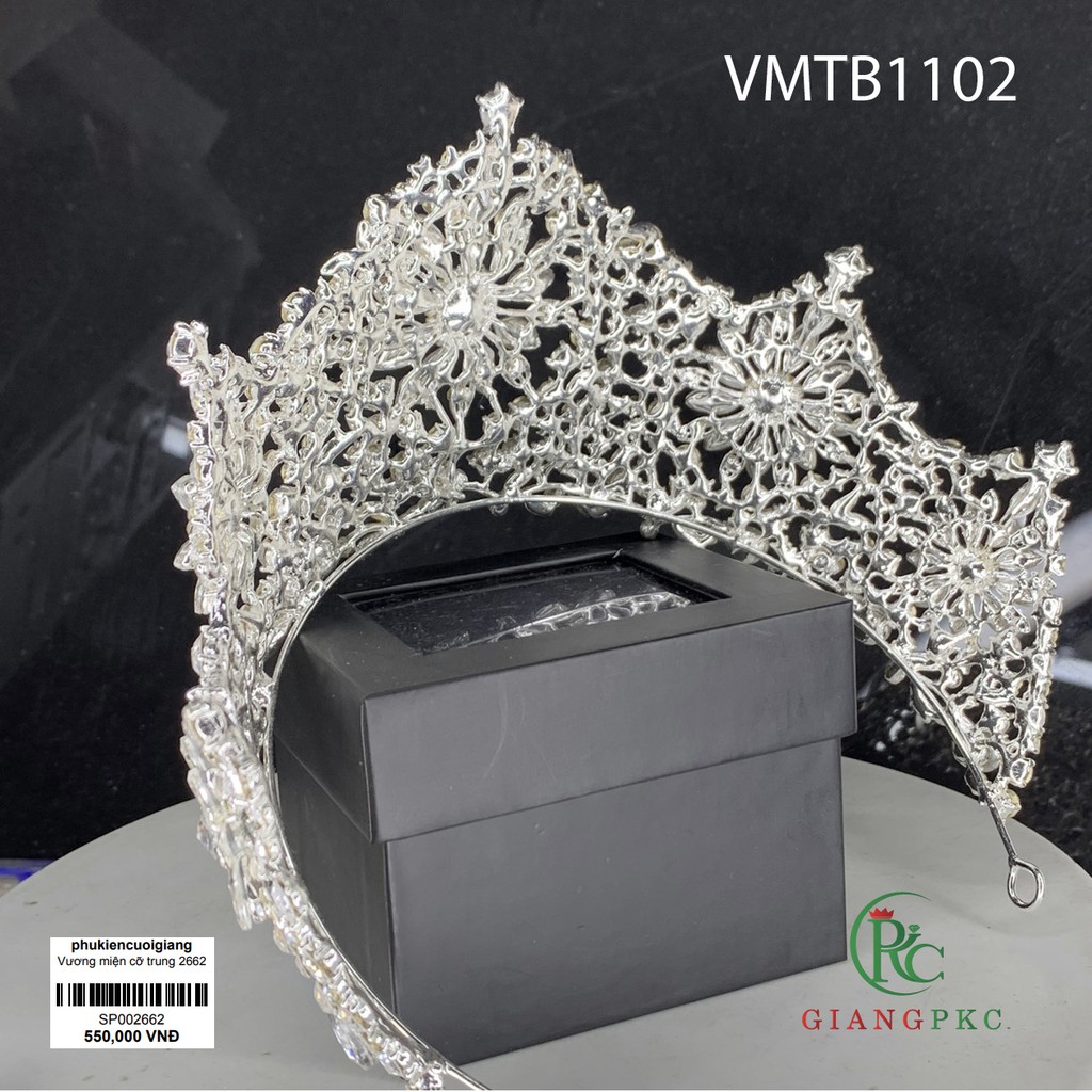 Vương miện cô dâu cỡ trung đá lớn bản to giangpkc Vmtb1102