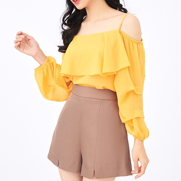 [Mã WABRAG442 giảm 12% đơn 250K] Áo sơ mi nữ công sở bèo ngực 20AGAIN ASW0995