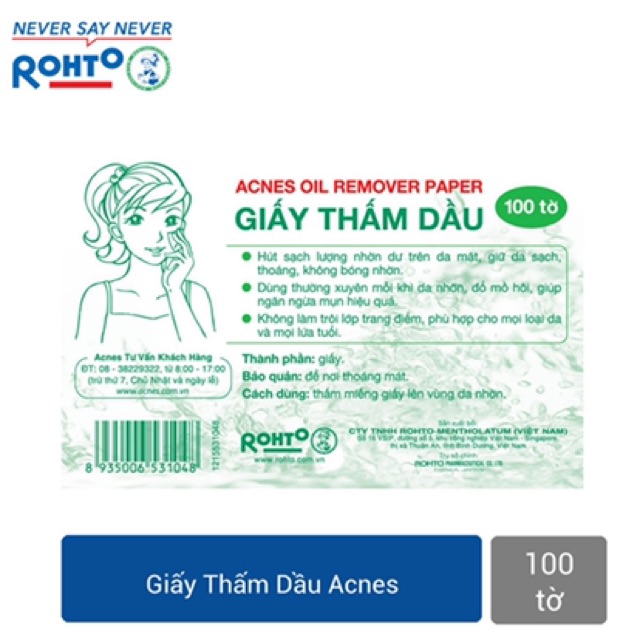 Giấy thấm dầu Acnes Oil Remover Paper (100 tờ)