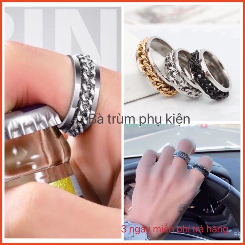 Nhẫn nam , nhẫn khui bia phong cách hợp kim titan chống gỉ