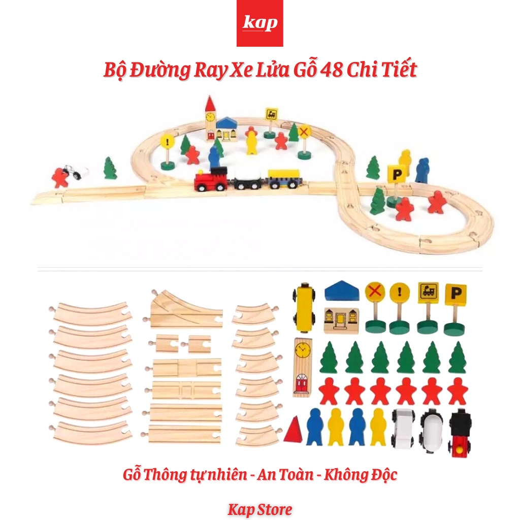 Mô hình giao thông gỗ 40 chi tiết có bản đồ